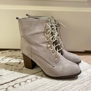 Stylish Gray Lace-Up Ankle Boots